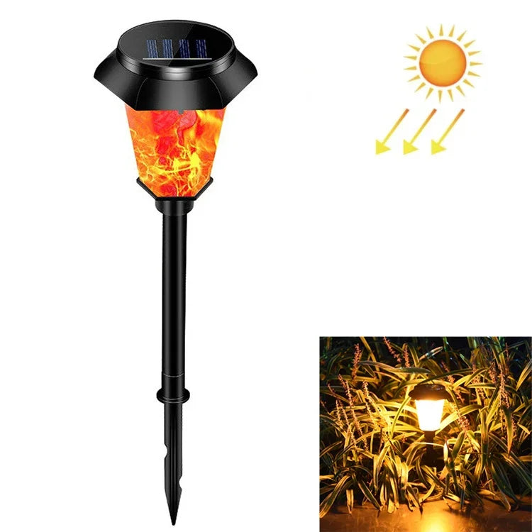 Lâmpada Dinâmica de Chama Solar para Paisagem, Luz LED para Jardim e Relvado Exterior