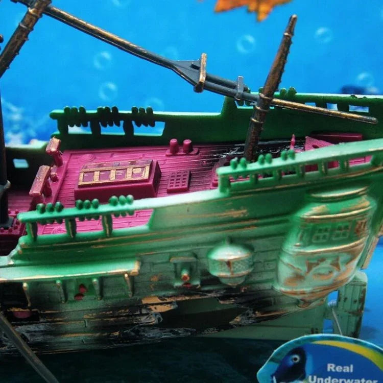 Aquário Tanque de Peixes Decoração de Paisagismo para Aquário Brinquedo de Aumento de Oxigénio Naufrágio Podre, Brinquedo Naufrágio Podre