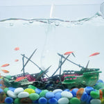 Aquário Tanque de Peixes Decoração de Paisagismo para Aquário Brinquedo de Aumento de Oxigénio Naufrágio Podre, Brinquedo Naufrágio Podre