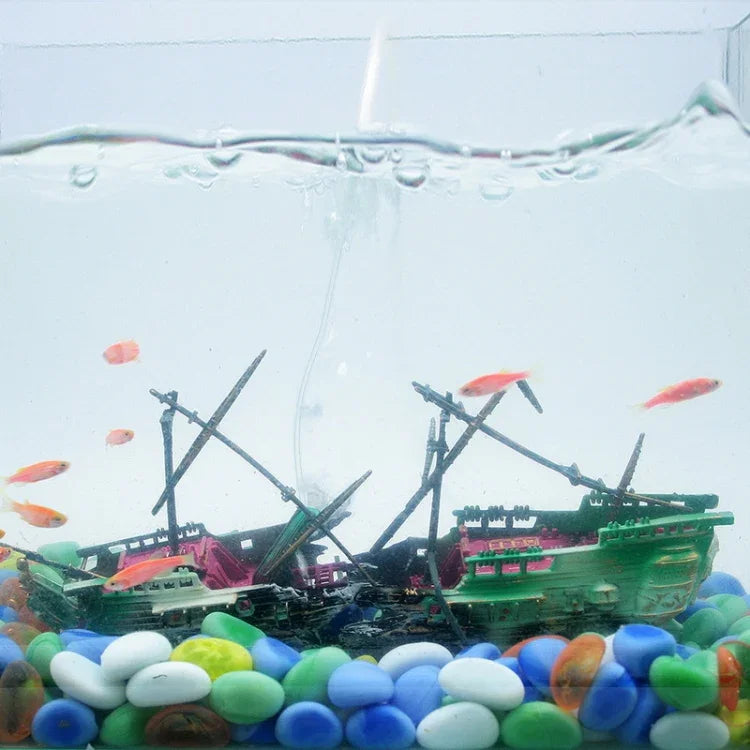 Aquário Tanque de Peixes Decoração de Paisagismo para Aquário Brinquedo de Aumento de Oxigénio Naufrágio Podre, Brinquedo Naufrágio Podre