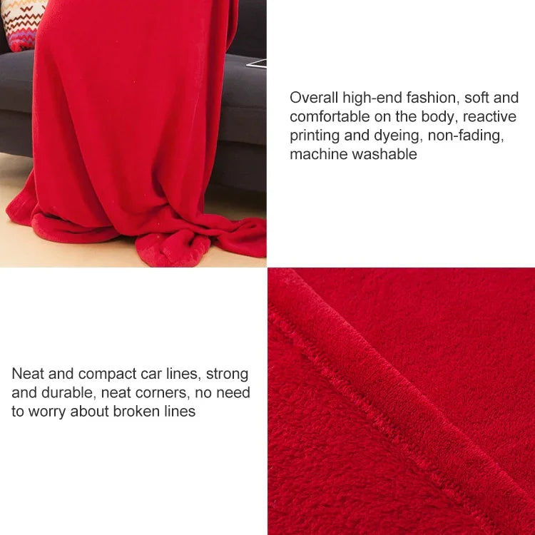 Manta de Coral Fleece Macia e Espessa para Primavera e Outono Manta para TV, Vermelho, Rosa, Azul Marinho