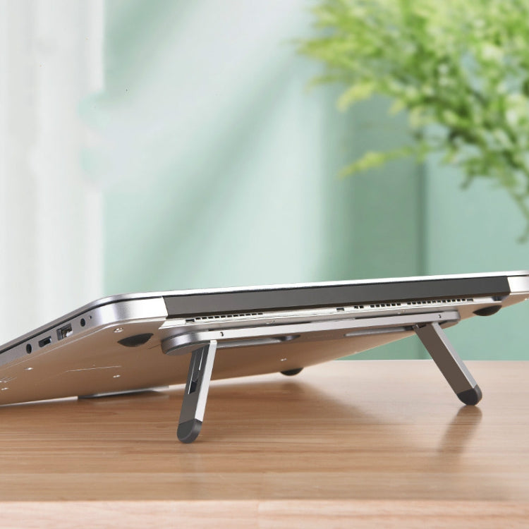 Suporte portátil dobrável para computador portátil Oatsbasf, suporte elevatório para ventilador e aquecedor, prateado, cinzento