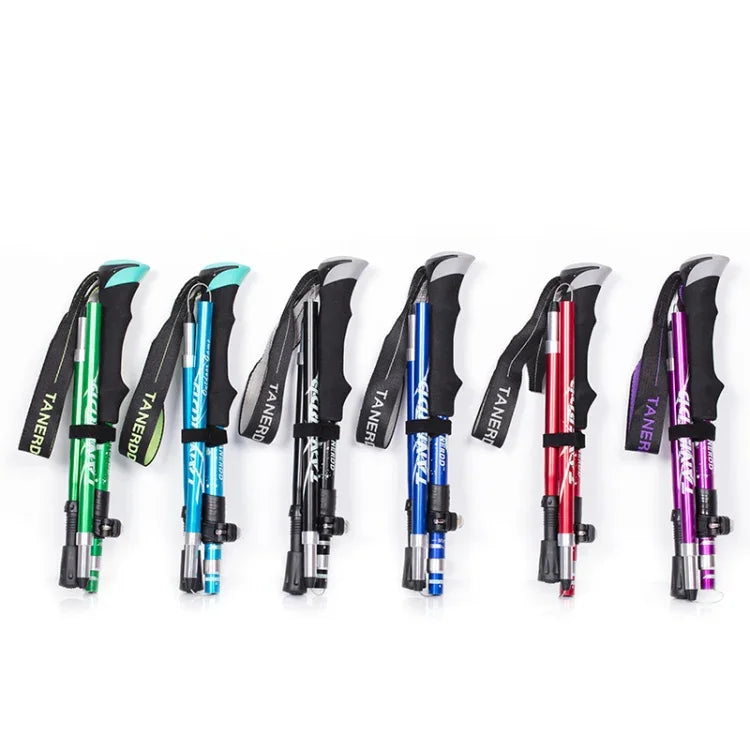 Bengalas de trekking TANERDD TR-D0001 em liga de alumínio, dobráveis, corrimãos para caminhada ao ar livre, TR-D0001 curto (vermelho), TR-D0001 curto (azul), TR-D0001 curto (azul céu), TR-D0001 curto (roxo), TR-D0001 curto (preto), TR-D0001 curto (verde)