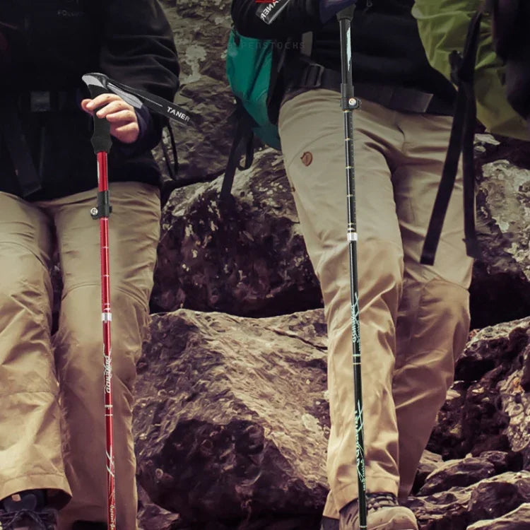 Bengalas de trekking TANERDD TR-D0001 em liga de alumínio, dobráveis, corrimãos para caminhada ao ar livre, TR-D0001 curto (vermelho), TR-D0001 curto (azul), TR-D0001 curto (azul céu), TR-D0001 curto (roxo), TR-D0001 curto (preto), TR-D0001 curto (verde)