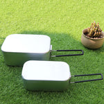 Caixa de Almoço Dobrável Portátil para Camping e Viagem Caixa de Almoço em Alumínio Retro Pequena, Caixa de Almoço Pequena Regular, Caixa de Almoço com Suporte para Cozer a Vapor