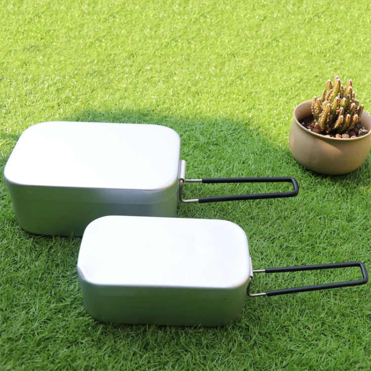 Caixa de Almoço Dobrável Portátil para Camping e Viagem Caixa de Almoço em Alumínio Retro Pequena, Caixa de Almoço Pequena Regular, Caixa de Almoço com Suporte para Cozer a Vapor