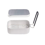 Caixa de Almoço Dobrável Portátil para Camping e Viagem Caixa de Almoço em Alumínio Retro Pequena, Caixa de Almoço Pequena Regular, Caixa de Almoço com Suporte para Cozer a Vapor