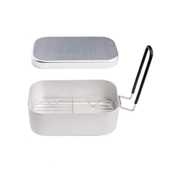 Caixa de Almoço Dobrável Portátil para Camping e Viagem Caixa de Almoço em Alumínio Retro Pequena, Caixa de Almoço Pequena Regular, Caixa de Almoço com Suporte para Cozer a Vapor