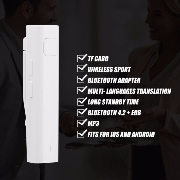 Receptor Bluetooth Tradutor de Voz para Auscultadores Inteligente 26 Idiomas Tradutor de Voz e Texto para Viagens e Negócios Cartão TF Auricular