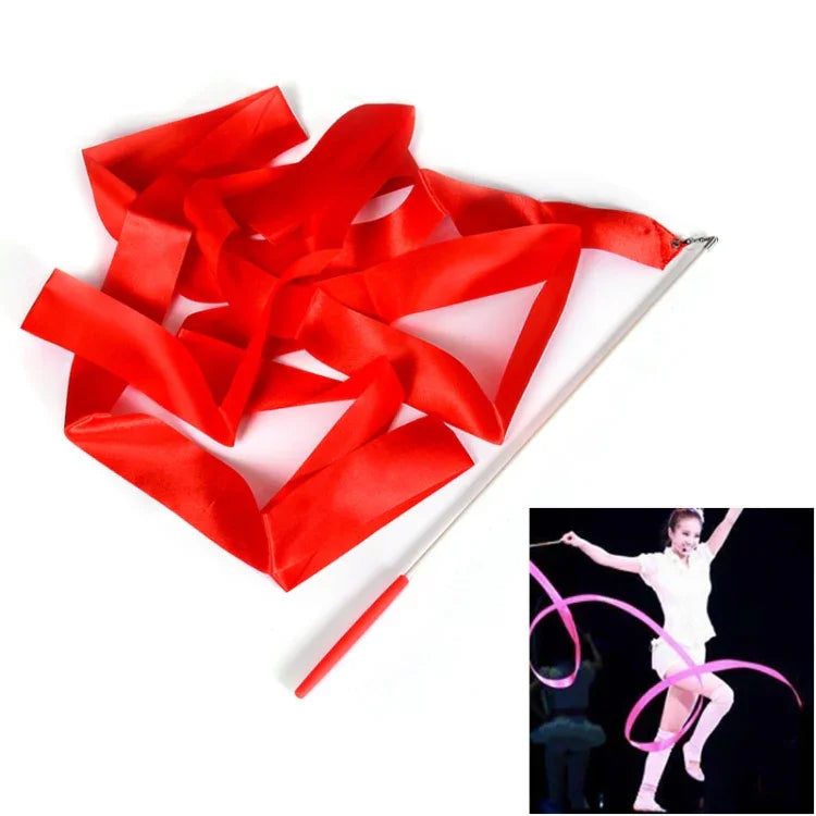 5 fitas artísticas de ginástica de 4 m para dança, brinquedos para crianças, cores: vermelho rosa, rosa, vermelho, laranja, amarelo, verde, azul