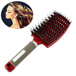 Pente Massageador de Couro Cabeludo Escova de Cabelo Nylon Cerdas para Mulheres Cabelos Cacheados Escova Desembaraçadora para Salão Ferramenta de Estilismo