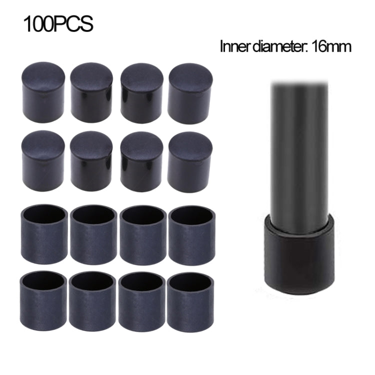 100 Unidades de Protetores de Pés para Cadeiras em Plástico Preto, Antiderrapantes, Tampa para Pernas de Móveis e Base de Mesa, Protetor de Chão, 16mm, 19mm, 22mm, 25mm
