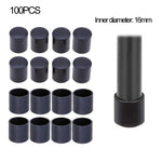 100 Unidades de Protetores de Pés para Cadeiras em Plástico Preto, Antiderrapantes, Tampa para Pernas de Móveis e Base de Mesa, Protetor de Chão, 16mm, 19mm, 22mm, 25mm