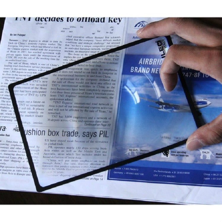 Lupa fina para leitura de cartões de visita com ampliação 3x, 120×180mm
