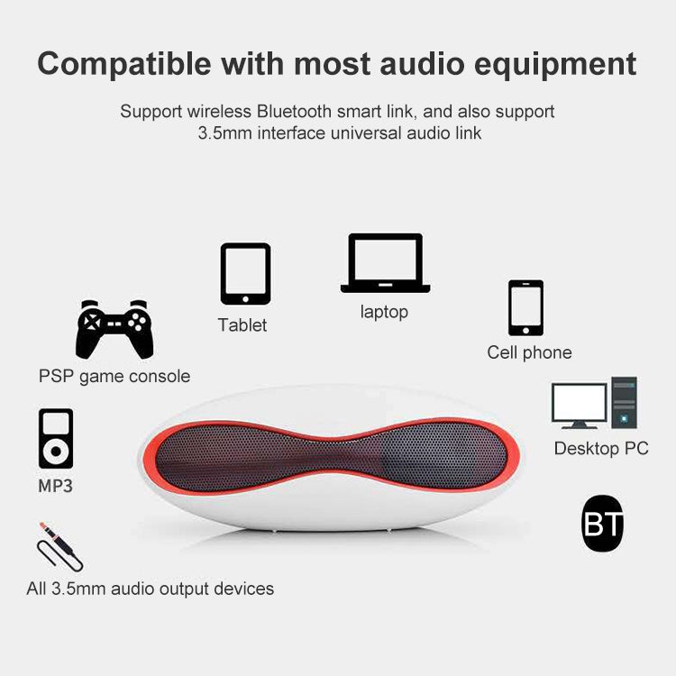 Coluna Bluetooth Mini Estéreo 3D em Forma de Rugby com Slot para Cartão TF (Azul)