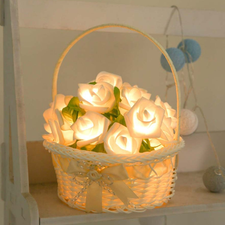 Luzes de Fada a Pilhas em Forma de Flor de Rosa Decoração de Guirlanda para Casamento Festa de Aniversário em Casa, Branco Quente, Luz Branca