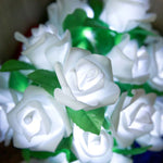 Luzes de Fada a Pilhas em Forma de Flor de Rosa Decoração de Guirlanda para Casamento Festa de Aniversário em Casa, Branco Quente, Luz Branca