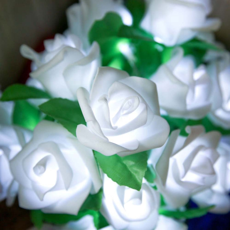 Luzes de Fada a Pilhas em Forma de Flor de Rosa Decoração de Guirlanda para Casamento Festa de Aniversário em Casa, Branco Quente, Luz Branca