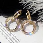 Brincos Redondos com Cristais de Strass para Mulher, Dourado, Prateado