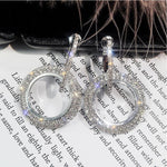 Brincos Redondos com Cristais de Strass para Mulher, Dourado, Prateado