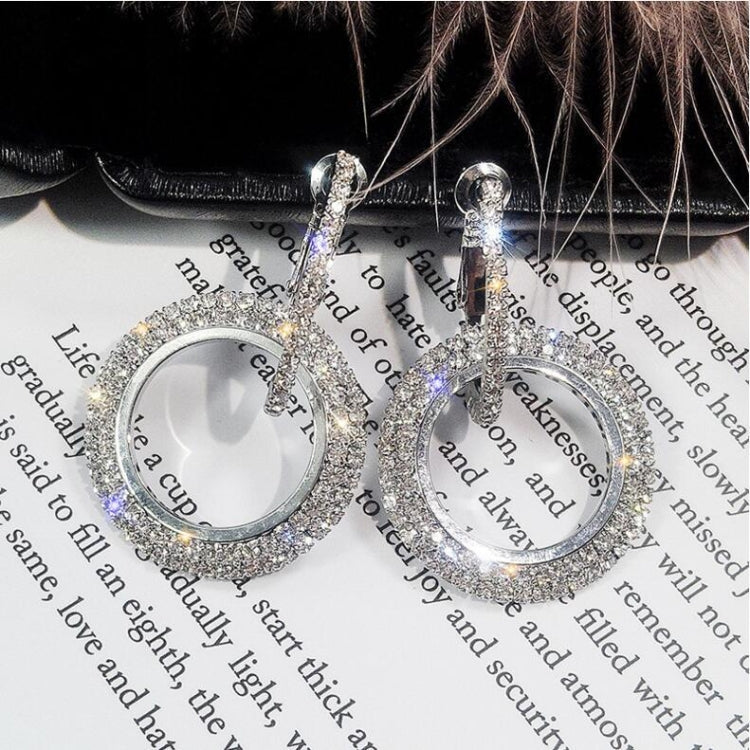 Brincos Redondos com Cristais de Strass para Mulher, Dourado, Prateado