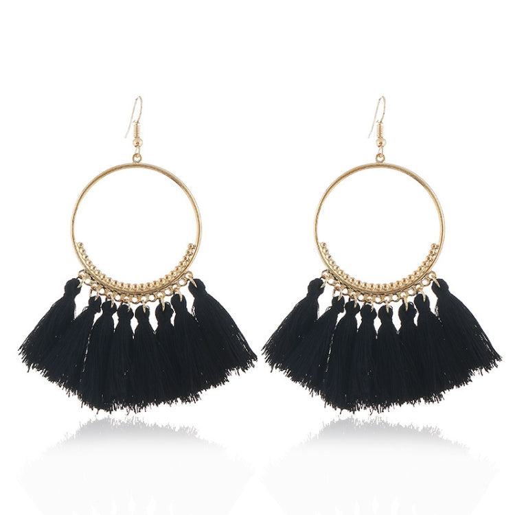 Brincos com Pendente de Franjas para Mulheres, Grandes Brincos Étnicos Boémios, Joalharia da Moda com Cordão de Algodão, Coloridos, Branco, Vinho, Preto, Amarelo, Bege, Vermelho, Azul Céu, Azul, Verde, Vermelho, Azul Real, Rosa Claro