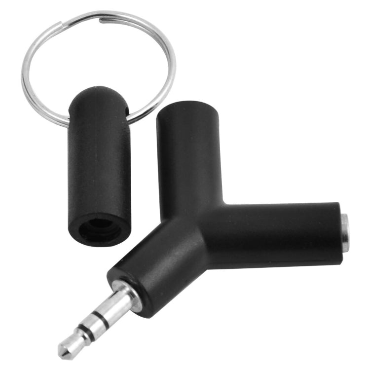 Adaptador de Áudio Mini em Y 3.5mm Macho para Duplo 3.5mm Fêmea para Auscultadores, Chaveiro