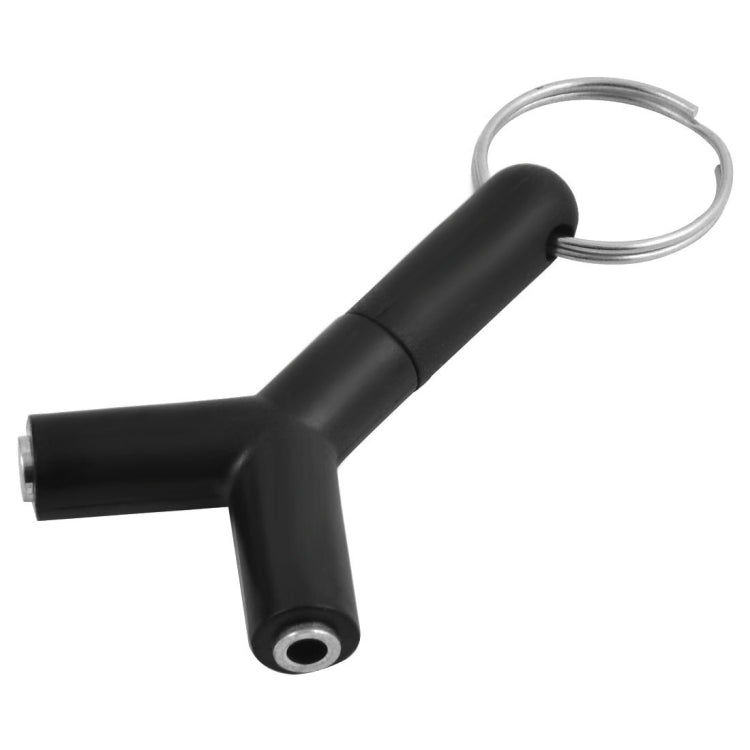 Adaptador de Áudio Mini em Y 3.5mm Macho para Duplo 3.5mm Fêmea para Auscultadores, Chaveiro