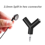 Adaptador de Áudio Mini em Y 3.5mm Macho para Duplo 3.5mm Fêmea para Auscultadores, Chaveiro