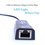 Adaptador USB para RJ45 Ethernet 10/100 Mbps, Placa de Rede USB 2.0 100Mbps