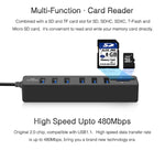 Hub USB 2.0 Multi Porta Divisor USB Alta Velocidade 6 Portas com Leitor de Cartão TF SD