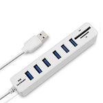 Hub USB 2.0 Multi Porta Divisor USB Alta Velocidade 6 Portas com Leitor de Cartão TF SD