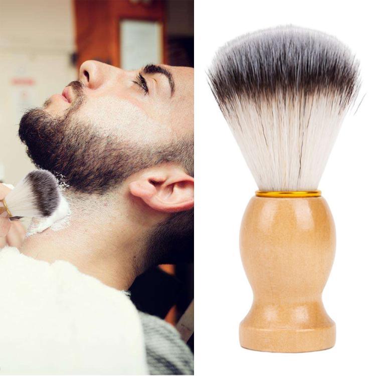 Pincel de Barbear com Cabo de Madeira para Cabelo, Aparelho de Limpeza Facial e Barba, Pincel de Pêlo de Texugo para Barbear em Salão