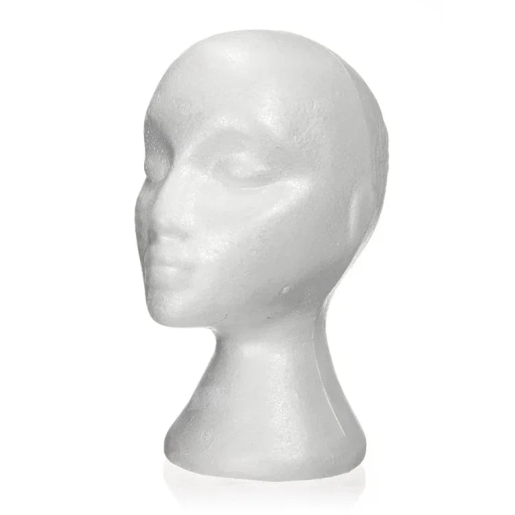Cabeça de Manequim Feminina de Espuma Expositor para Boné, Auscultadores, Acessórios de Cabelo e Perucas Manequim Feminino de Espuma