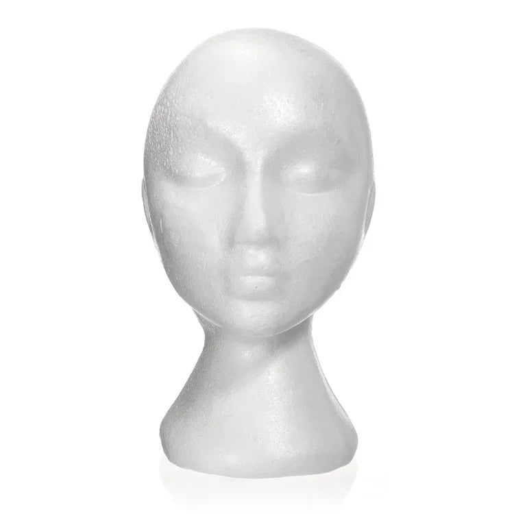 Cabeça de Manequim Feminina de Espuma Expositor para Boné, Auscultadores, Acessórios de Cabelo e Perucas Manequim Feminino de Espuma
