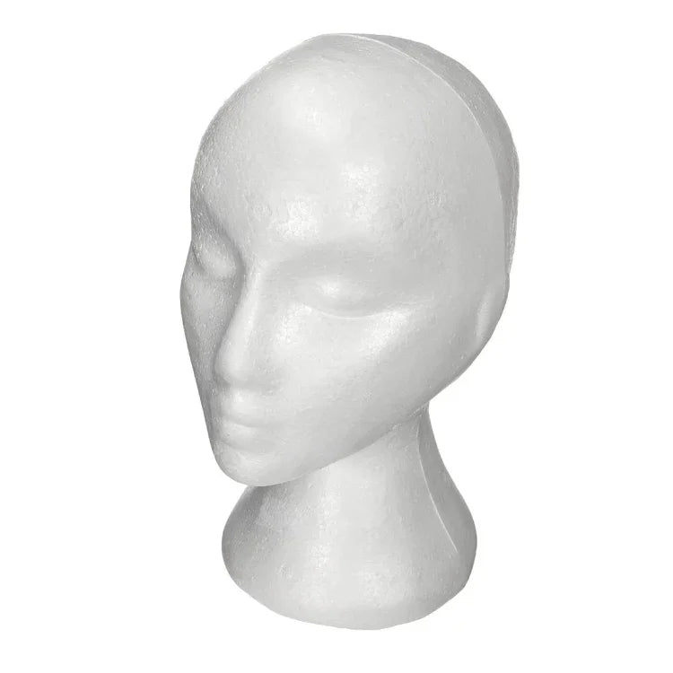 Cabeça de Manequim Feminina de Espuma Expositor para Boné, Auscultadores, Acessórios de Cabelo e Perucas Manequim Feminino de Espuma