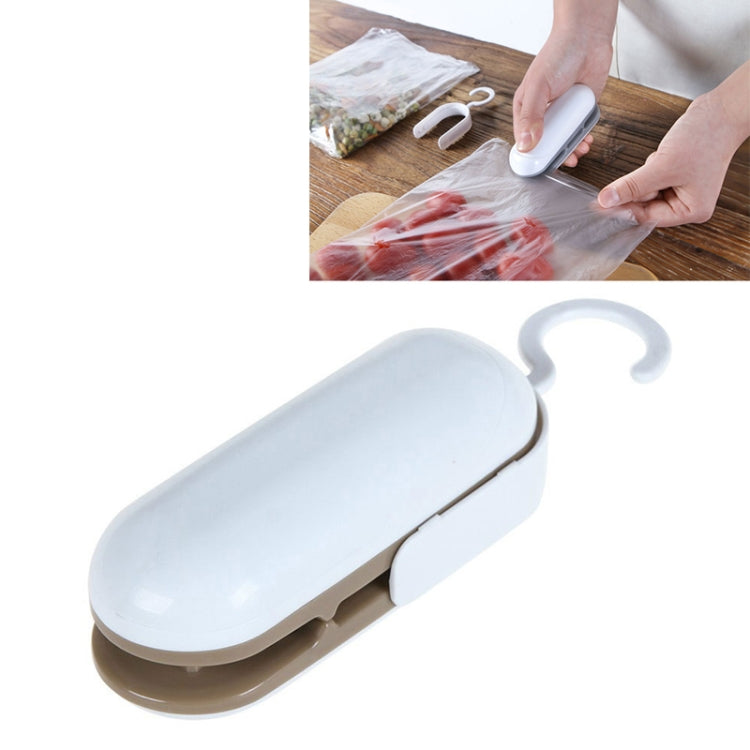 Máquina Mini de Selagem Térmica Doméstica Grampos para Selar Embalagens, Castanho, Cinzento