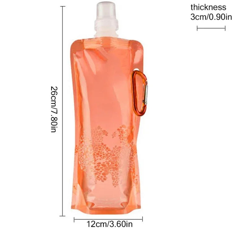 Saco de Água Dobrável Ultraleve Portátil de Silicone 0,5L para Desporto ao Ar Livre, Caminhadas e Campismo, Saco Macio Impermeável