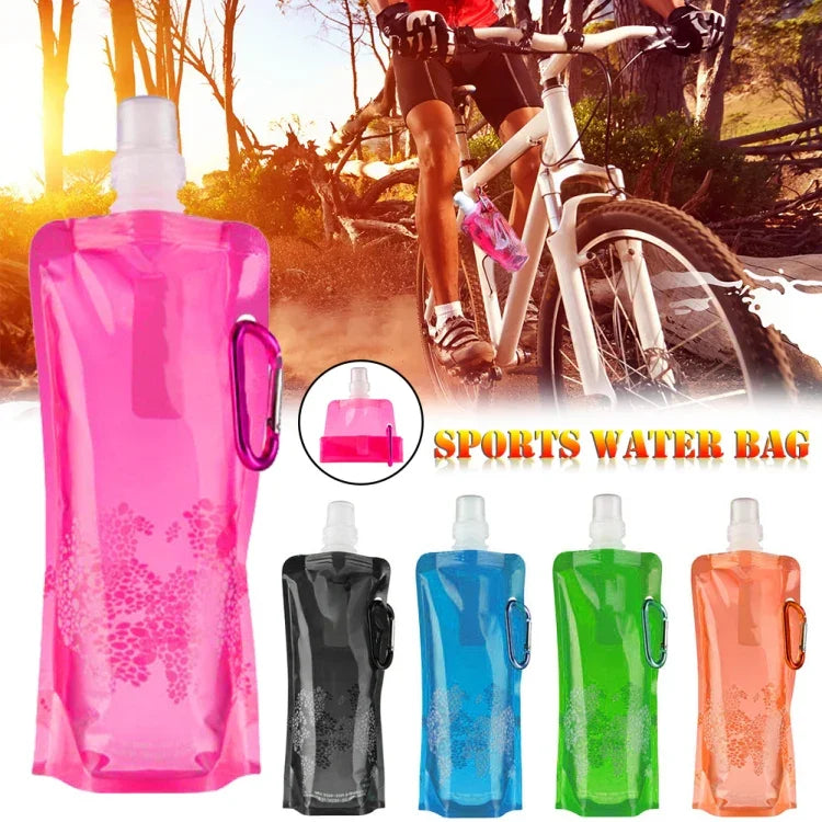 Saco de Água Dobrável Ultraleve Portátil de Silicone 0,5L para Desporto ao Ar Livre, Caminhadas e Campismo, Saco Macio Impermeável