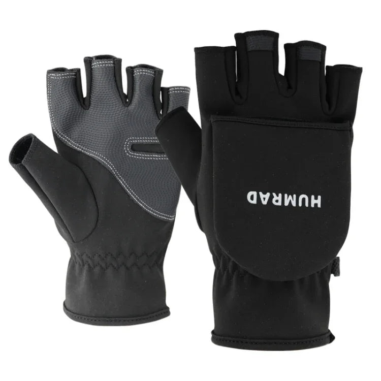 Luvas Quentes de Inverno HUMRAO com Meio Dedo e Tampa Dobrável para Desportos ao Ar Livre, Esqui e Ciclismo, L