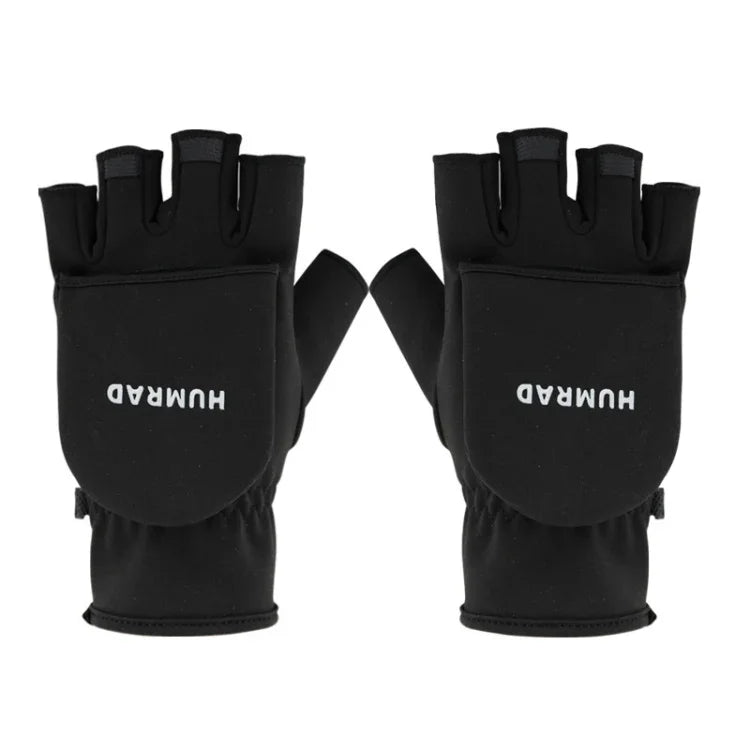 Luvas Quentes de Inverno HUMRAO com Meio Dedo e Tampa Dobrável para Desportos ao Ar Livre, Esqui e Ciclismo, L