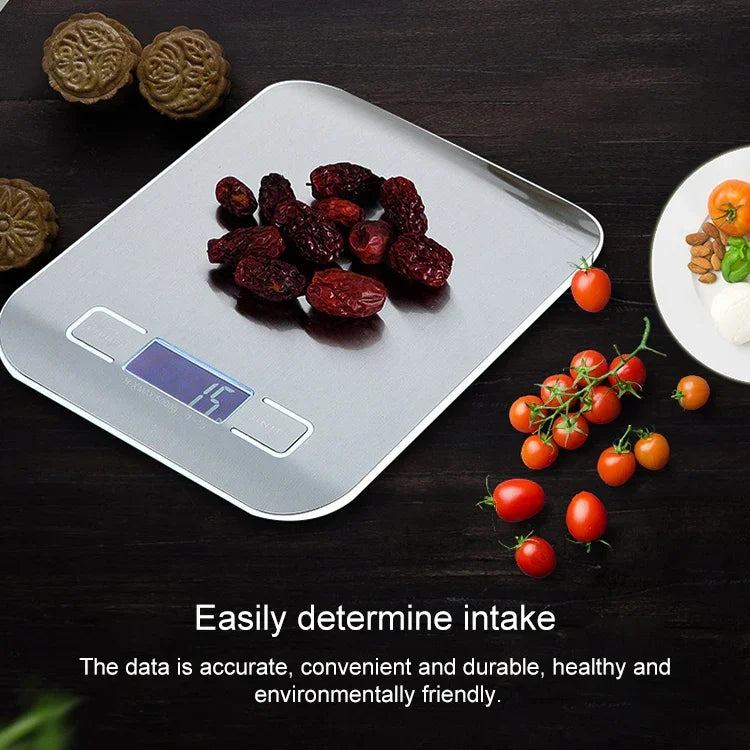 Balança de Cozinha Multifuncional Digital em Aço Inoxidável com Ecrã LCD, 5kg/1g, Rosa Dourado, 5kg/1g, Prateado