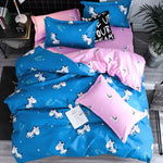 Conjunto de roupa de cama de luxo para família, lençol, capa de edredão, fronha, lençol de quatro peças para cama de 1,5m