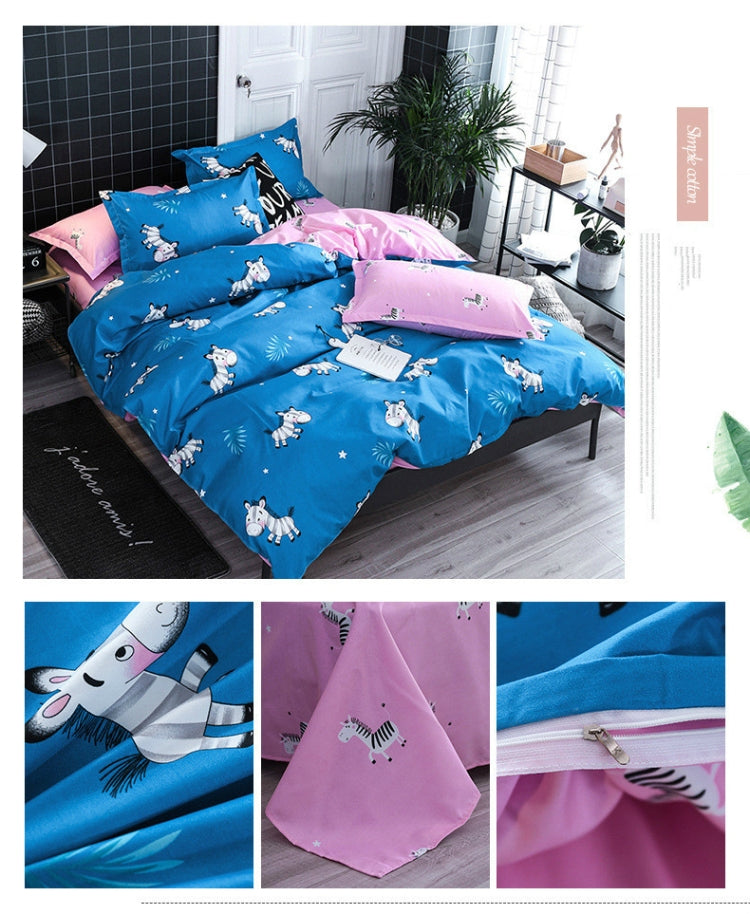 Conjunto de roupa de cama de luxo para família, lençol, capa de edredão, fronha, lençol de quatro peças para cama de 1,5m