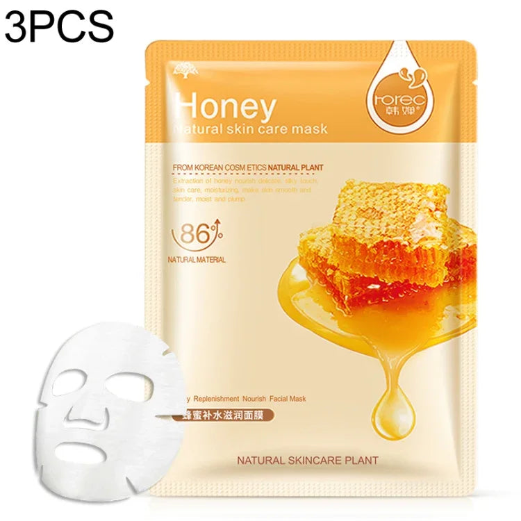 Conjunto de 3 máscaras faciais de plantas para cuidados da pele, hidratante, controlo de oleosidade, removedor de cravos, máscara facial envolvente, mirtilo, aloe vera, azeitona, mel, romã vermelha, pepino
