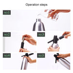 Sifão Manual para Refrigerante Dispensador de CO2 Gerador de Bolhas de Água Máquina de Refrigerante para Bebidas Frias Cocktail Máquina de Refrigerante em Alumínio DIY, Capacidade: 1L