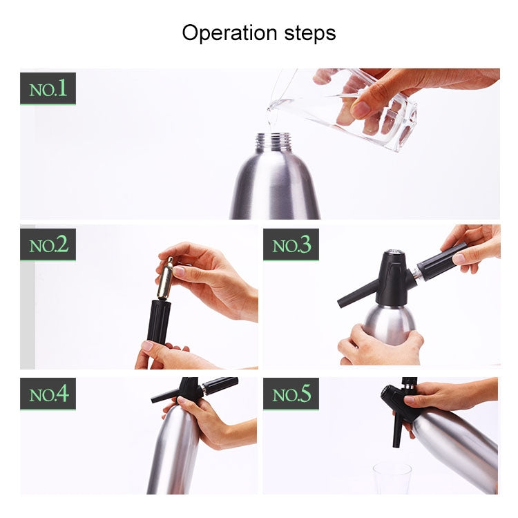 Sifão Manual para Refrigerante Dispensador de CO2 Gerador de Bolhas de Água Máquina de Refrigerante para Bebidas Frias Cocktail Máquina de Refrigerante em Alumínio DIY, Capacidade: 1L