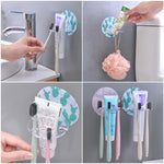 Suporte de Plástico para Escova de Dentes, Dispensador de Pasta de Dentes, BRANCO, Rosa, Verde