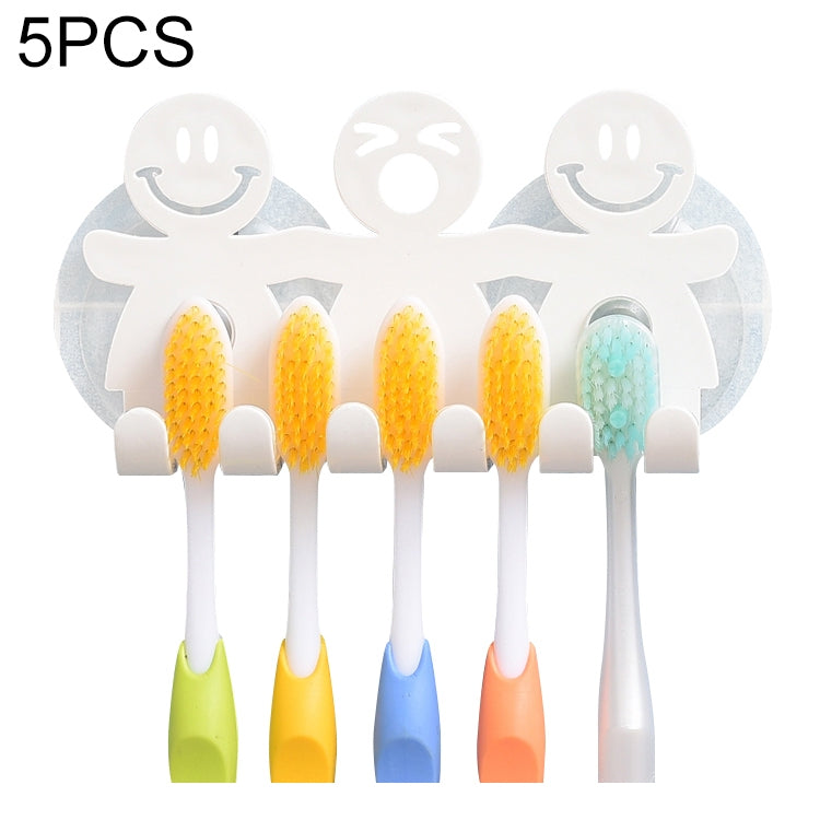 5 Unidades de Suporte para Escova de Dentes com Ventosa, Pessoa Pequena de Plástico, Suporte para Dentes, Suporte para Escova de Dentes com Ventosa e Rosto Sorridente