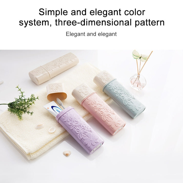 Suporte Portátil para Escova de Dentes com Flor Entalhada, Tampa para Escova de Dentes para Exterior, Caixa de Armazenamento de Pasta de Dentes, Copo de Lavagem